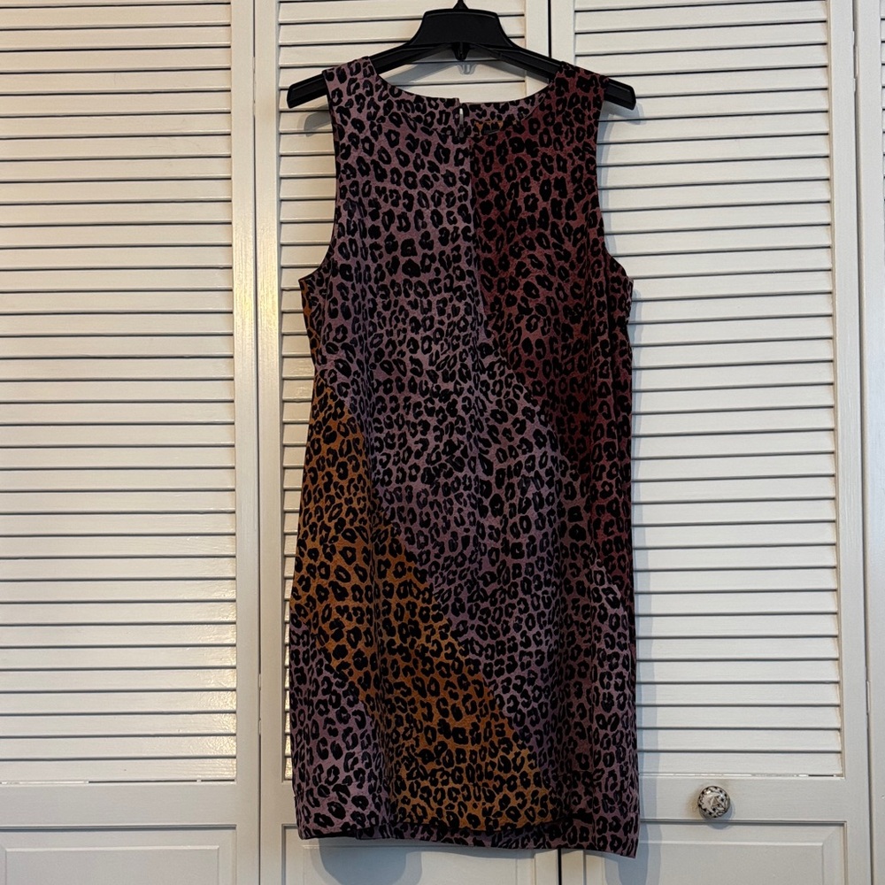 Maeve Leopard Print Mini Dress - Purple and Brown